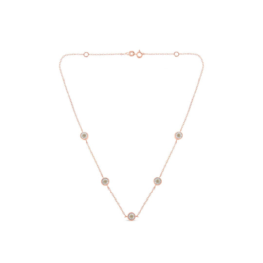 Sterling silver station necklace with scattered round diamond stones
