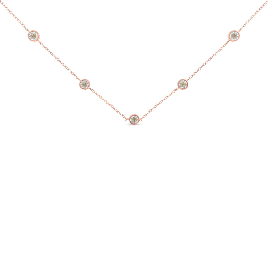 Sterling Silver Diamond Station Necklace (1/2 cttw, K-L Color, I2-I3 Clarity)