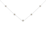 925 sterling silver station necklace with round diamond stones thumbnail 1