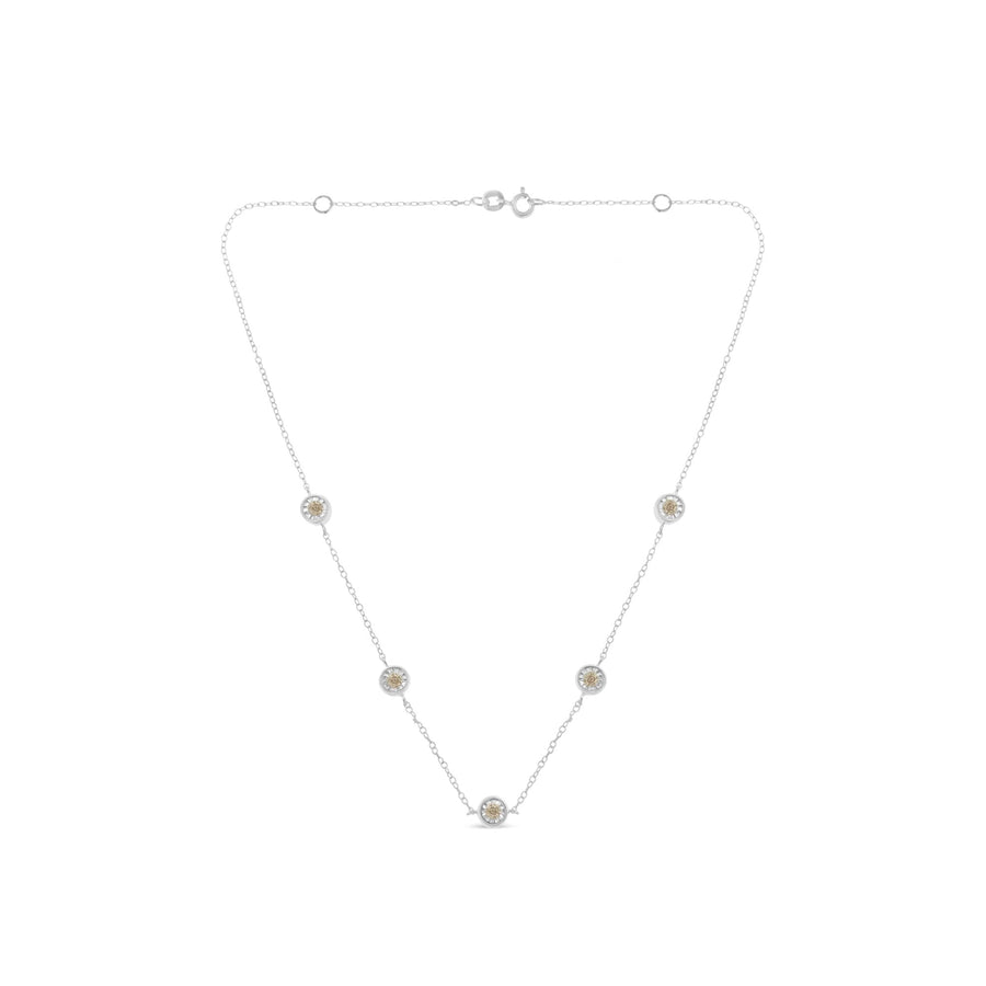 Sterling Silver Diamond Station Necklace (1/2 cttw, I-J Color, I1-I2 Clarity)