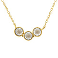 Two-tone sterling silver necklace with 3 champagne diamond stones