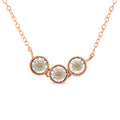 10K white gold necklace with champagne diamond stones in triple circle design