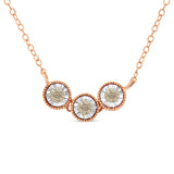 10K white gold necklace with champagne diamond stones in triple circle design thumbnail 1