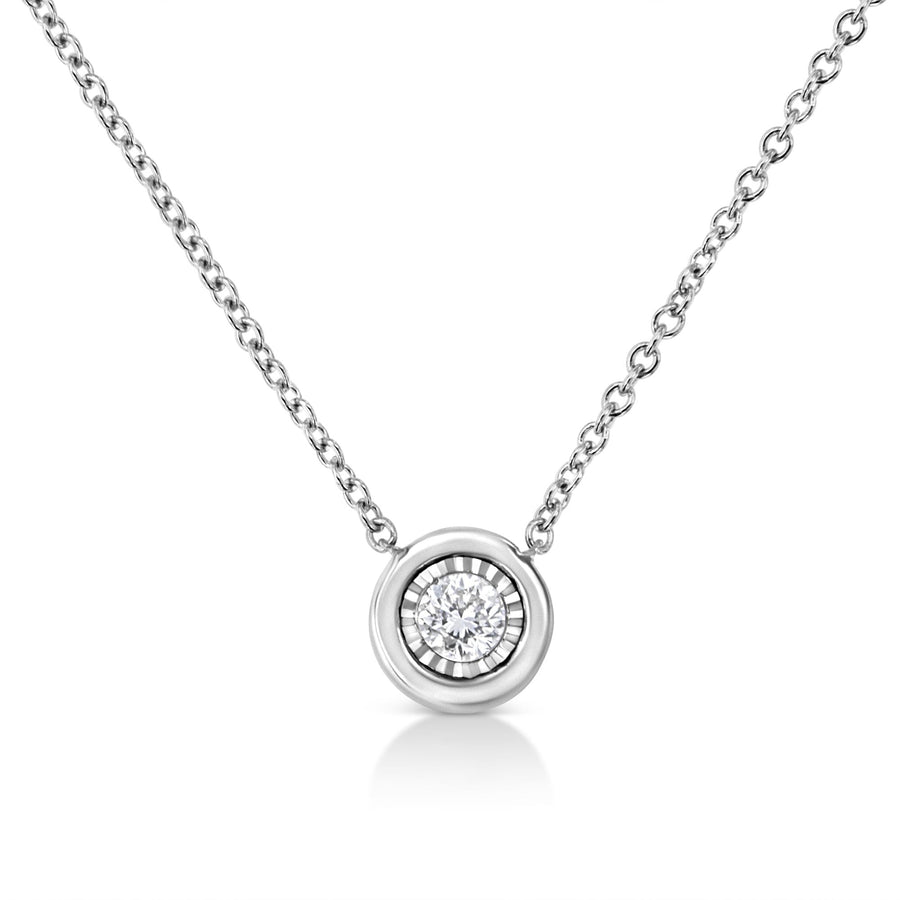 10K White Gold 1/10 Cttw Miracle Set Round-Cut Diamond 18