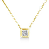 10K Yellow Gold Plated .925 Sterling Silver 1/10 Cttw Miracle Set Round Diamond 18