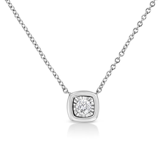 10K Yellow Gold Plated .925 Sterling Silver 1/10 Cttw Miracle Set Round Diamond 18" Pendant Necklace - Choice of Shapes-0