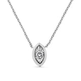 10K white gold necklace with 1 round diamond stone in a miracle setting thumbnail 1
