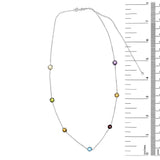 14K White Gold Bezel Set Mixed Gemstone 7 Station Adjustable 18