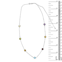 14K White Gold Bezel Set Mixed Gemstone 7 Station Adjustable 18