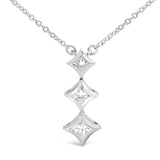 10K Gold 1/5 Cttw Princess Cut Diamond 3 Stone Drop 18