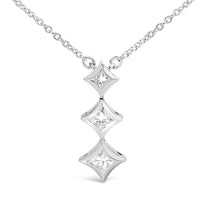 10K Gold 1/5 Cttw Princess Cut Diamond 3 Stone Drop 18