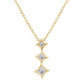10K gold necklace with 3 princess-cut diamond stones on 18-inch chain