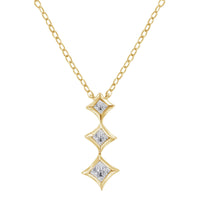 10K Gold 1/5 Cttw Princess Cut Diamond 3 Stone Drop 18