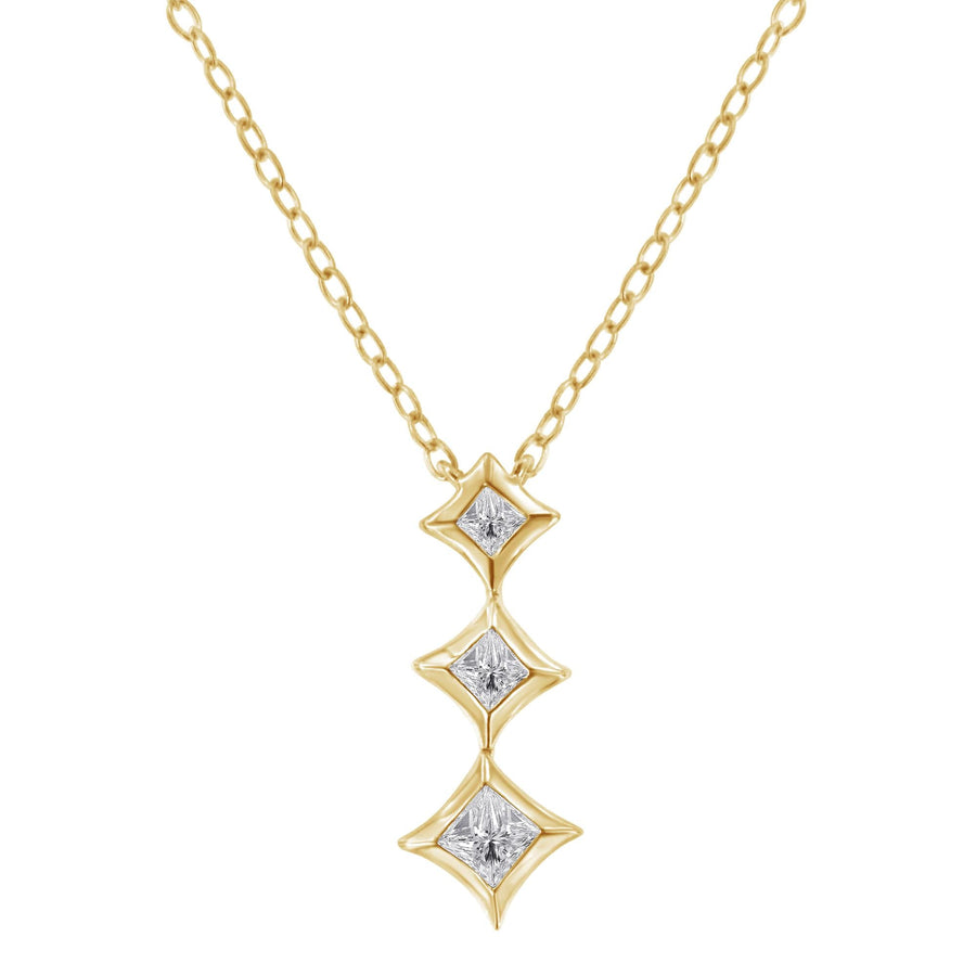 10K Gold 1/5 Cttw Princess Cut Diamond 3 Stone Drop 18