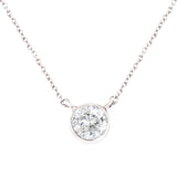 925 sterling silver necklace with bezel-set diamond pendant on 18-inch chain thumbnail 1
