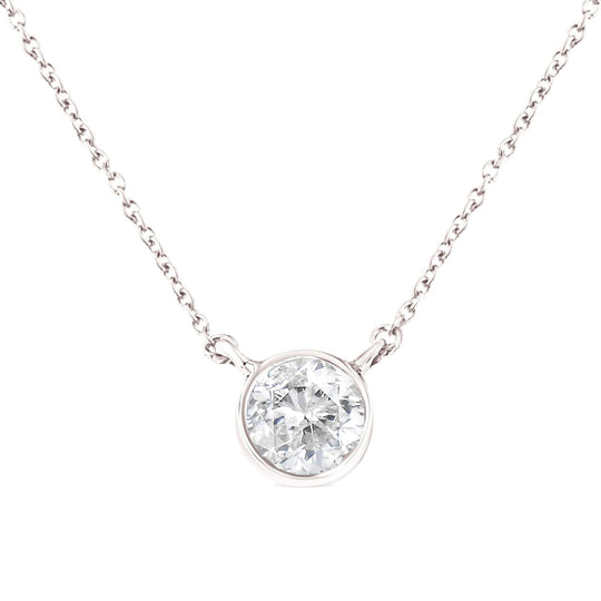 .925 Sterling Silver 1/2 Cttw Diamond Bezel 18" Pendant Necklace (I-J Color, I2-I3 Clarity)-0