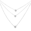 .925 Sterling Silver 1/2 Cttw Round Diamond Medallion Multi-Strand Tri Pendant 18" Necklace (H-I Color, I2-I3 Clarity)-0