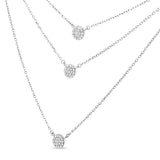 .925 Sterling Silver 1/2 Cttw Round Diamond Medallion Multi-Strand Tri Pendant 18