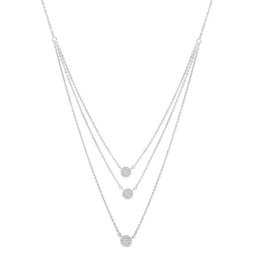 .925 Sterling Silver 1/2 Cttw Round Diamond Medallion Multi-Strand Tri Pendant 18