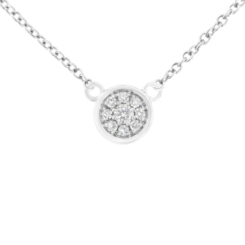 10K White Gold 1/4 Cttw Diamond Flower Pendant Necklace (I-J Color, I2-I3 Clarity) - Adjustable 16-18