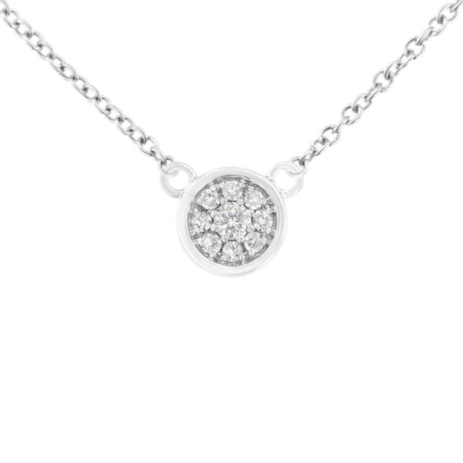 10K White Gold 1/4 Cttw Diamond Flower Pendant Necklace (I-J Color, I2-I3 Clarity) - Adjustable 16-18