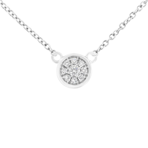 10K White Gold 1/4 Cttw Diamond Flower Pendant Necklace (I-J Color, I2-I3 Clarity) - Adjustable 16-18
