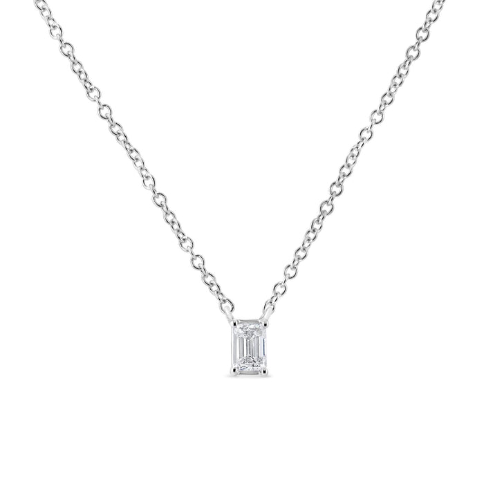 14K White Gold 1/3 Cttw Emerald Shape Solitaire Diamond 18