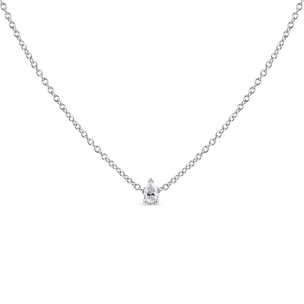 14K White Gold Pear Shape Lab Grown Diamond Solitaire Pendant Necklace (F-G Color, VS2-SI1 Clarity)