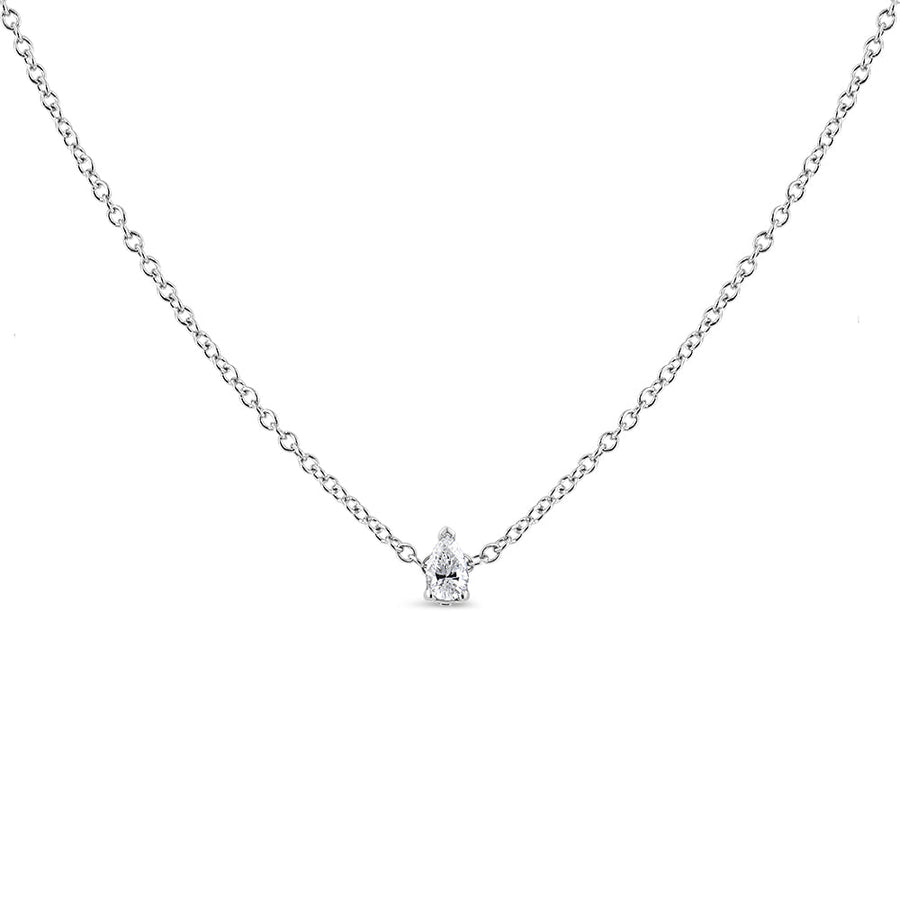 14K White Gold Pear Shape Lab Grown Diamond Solitaire Pendant Necklace (F-G Color, VS2-SI1 Clarity)