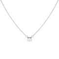 14K white gold necklace with 1 oval diamond stone in east-west setting