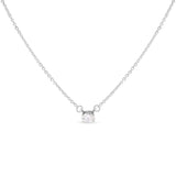 14K white gold necklace with 1 oval diamond stone in east-west setting thumbnail 1
