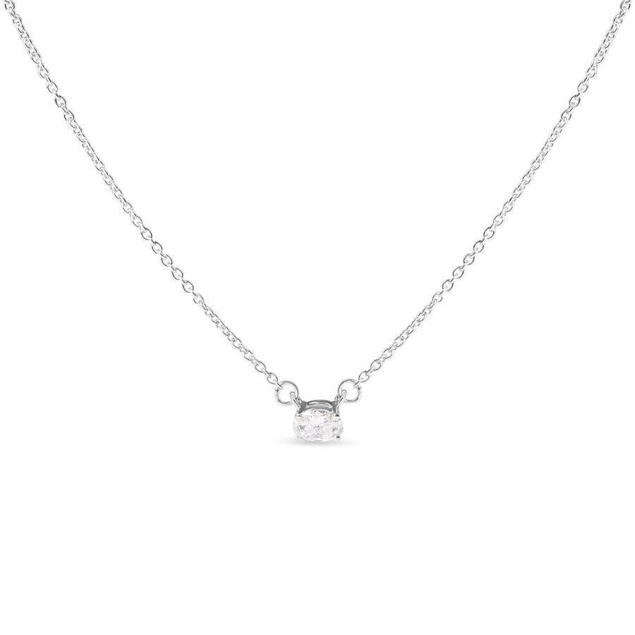 14K White Gold 1/4 Cttw Lab Grown Oval Solitaire Diamond East West 18