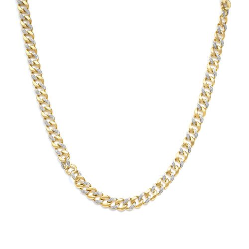 14K Yellow Gold Plated .925 Sterling Silver 1.0 Cttw Diamond Cuban Link Necklace (I-J Color, I3 Clarity) - 18