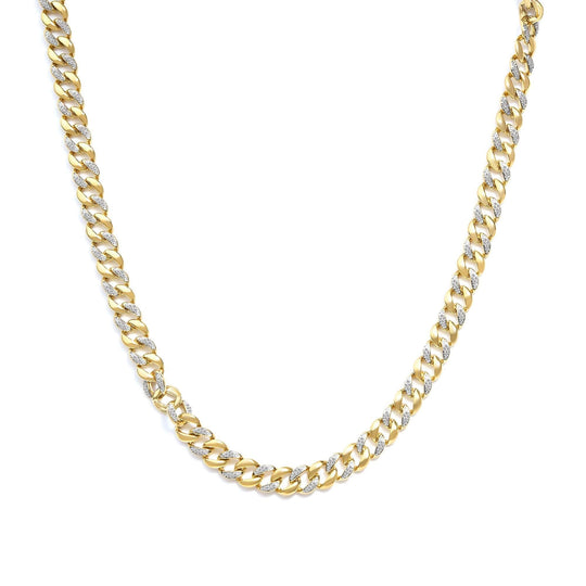 14K Yellow Gold Plated .925 Sterling Silver 1.0 Cttw Diamond Cuban Link Necklace (I-J Color, I3 Clarity) - 18" Inches-0