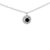 .925 Sterling Silver 5/8 Cttw Black Diamond 3 Station with Halo Necklace-1 thumbnail 2