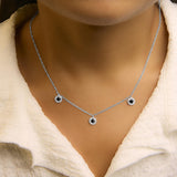 .925 Sterling Silver 5/8 Cttw Black Diamond 3 Station with Halo Necklace-2 thumbnail 3