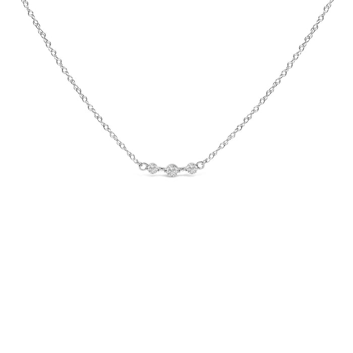 Sterling Silver 1/5 Cttw Lab Grown Diamond 3 Stone Station Necklace