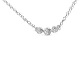 Sterling Silver 1/5 Cttw Lab Grown Diamond 3 Stone Station Necklace-3 thumbnail 4