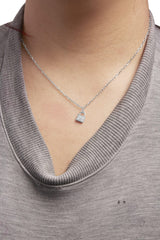 .925 Sterling Silver 1/4 Cttw Diamond Lock Pendant Necklace with Paperclip Chain (H-I Color, SI2-I1 Clarity)-2 thumbnail 3