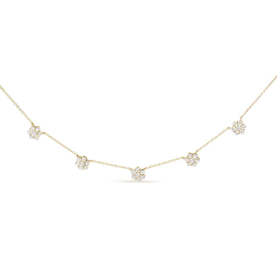 14K Yellow Gold 2.00 Cttw Diamond  Cluster 18" Station Necklace (I-J Color, I1-I2 Clarity)-0