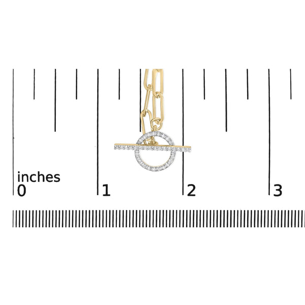 14KT Yellow Gold 1/4 Cttw Diamond  Toggle Clasp Paperclip Link Necklace (I-J Color, I1-I2 Clarity) - 18