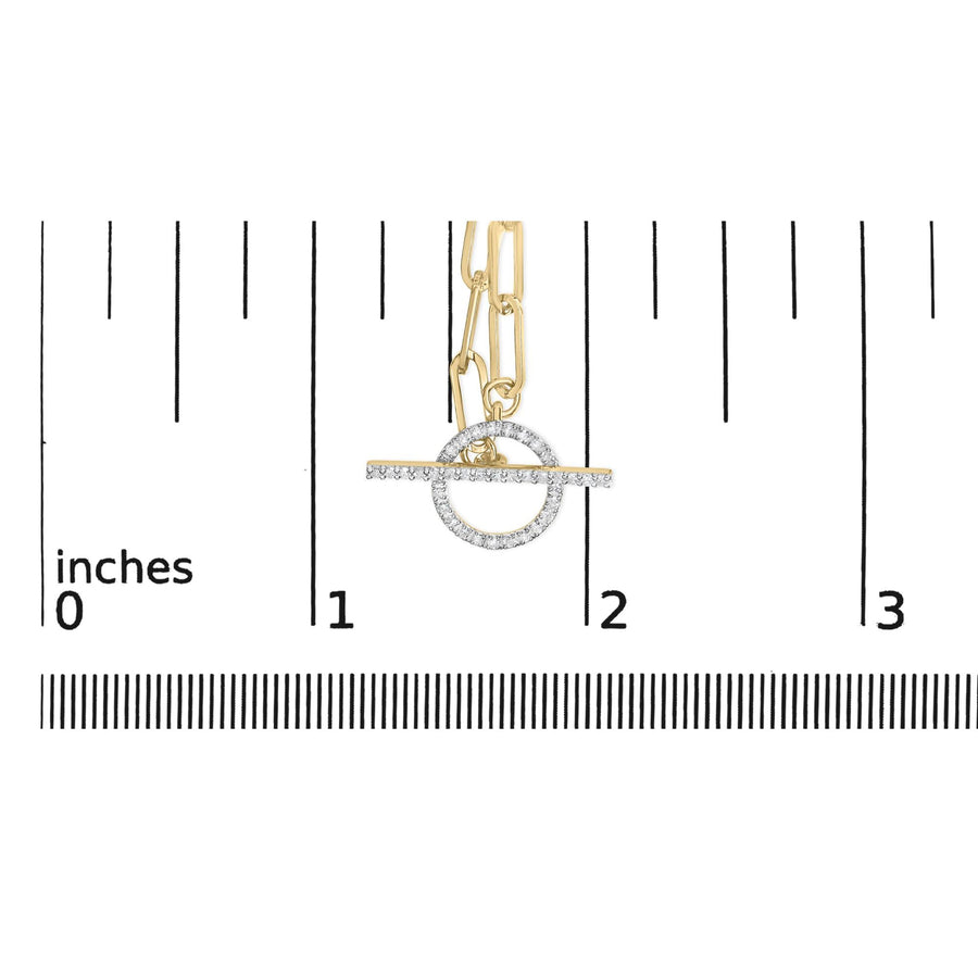 14KT Yellow Gold 1/4 Cttw Diamond  Toggle Clasp Paperclip Link Necklace (I-J Color, I1-I2 Clarity) - 18