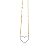 14K Yellow Gold Plated .925 Sterling Silver 1/4 Cttw Diamond Open Heart with Paperclip Chain Pendant Necklace (I-J Color, I2-I3 Clarity) - 18