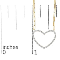 14K Yellow Gold Plated .925 Sterling Silver 1/4 Cttw Diamond Open Heart with Paperclip Chain Pendant Necklace (I-J Color, I2-I3 Clarity) - 18