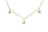 14K yellow gold paperclip necklace with diamond butterfly stations thumbnail 1
