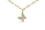 14KT Yellow Gold 1/2 Cttw Diamond Butterfly Station Paperclip Station Necklace (I-J Color, I1-I2 Clarity) - Adjustable 15