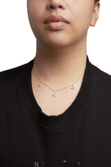 14KT Yellow Gold 1/2 Cttw Diamond Butterfly Station Paperclip Station Necklace (I-J Color, I1-I2 Clarity) - Adjustable 15