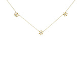10K Yellow Gold 1/8 Cttw Diamond Floral Station Chain Necklace (I-J Color, I1-I2 Clarity)-0 thumbnail 1