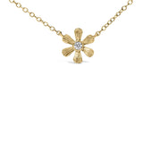 10K Yellow Gold 1/8 Cttw Diamond Floral Station Chain Necklace (I-J Color, I1-I2 Clarity)-1 thumbnail 2