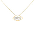 14K yellow gold Boss pendant necklace with round diamond accent stones